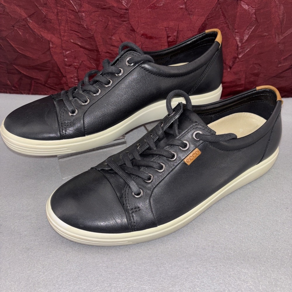 ECCO Soft 7 Black Leather Comfort Walking Sneakers Casual Shoes Womens Size 9 EC